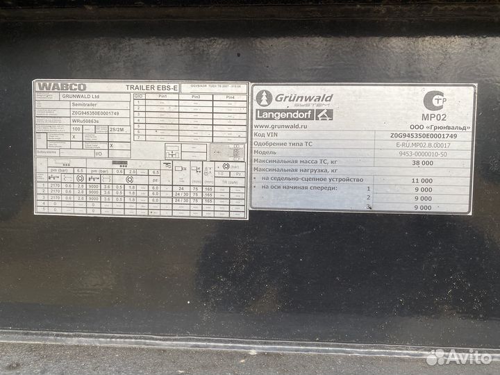 Полуприцеп самосвальный Grunwald 9453-0000010-50, 2014