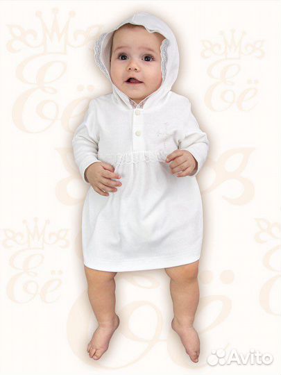 Рубашка крестильная с капюшоном«Ее малышество» и п