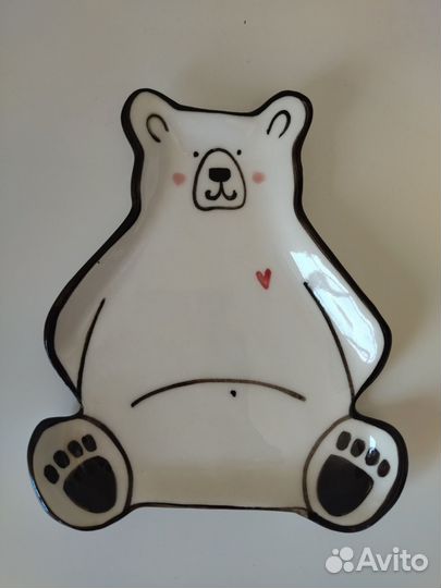 Керамическая посуда тарелка ручной работы Медведь