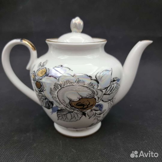Заварочный чайник Жемчужный, лфз, Фарфор СССР
