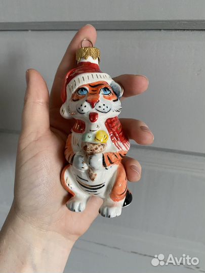 Елочная игрушка лефортовский фарфор Тигренок