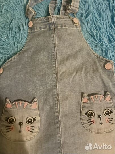 Джинсовый сарафан для девочки 98-104