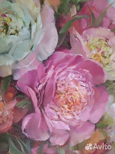 Картина маслом на холсте цветы пионы