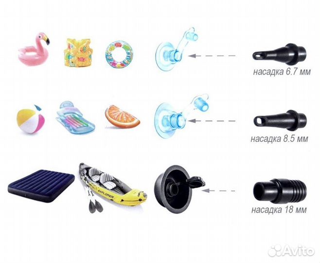 Насос ручной + 3 насадки