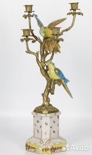 Подсвечник фарфор, бронза белый Glasar