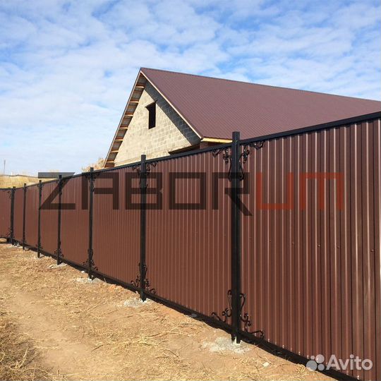 Забор профнастил высотой 2 метра в Раменском