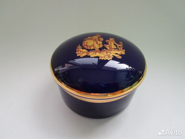 Шкатулка кобальт золото лимож limoges
