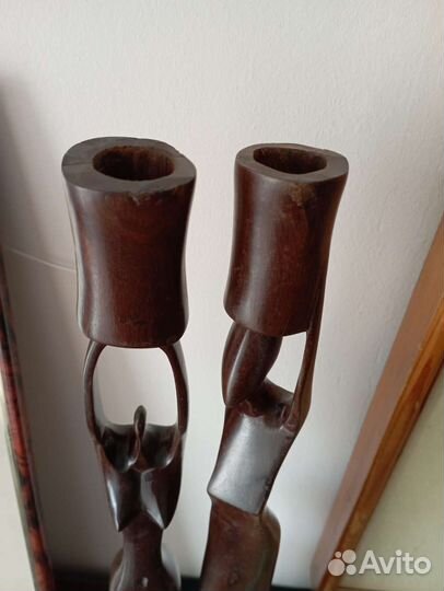 Статуэтки-подсвечники из эбенового дерева, африка