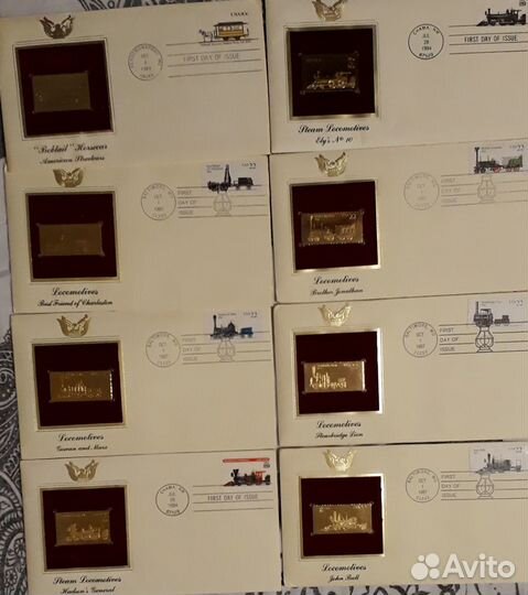 Конверты первого дня США-золотые марки 80е гг