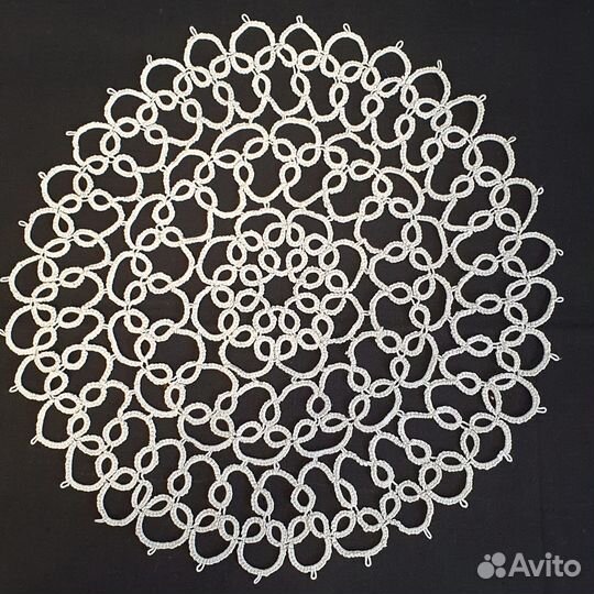 Воротники, украшения, сережки и салфетки фриволите