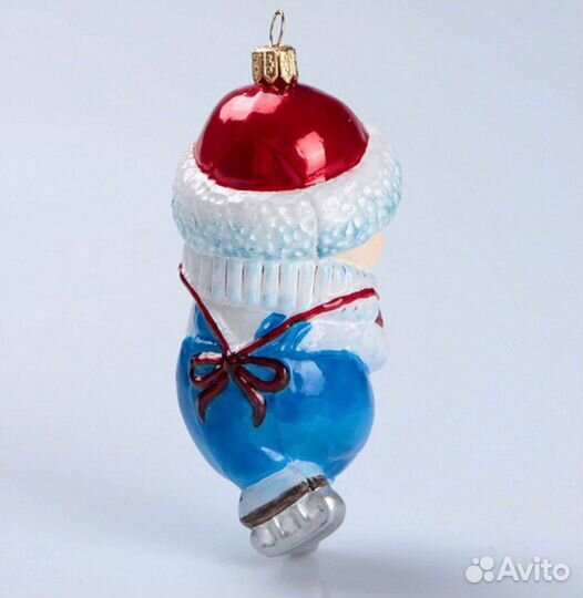 Елочная игрушка Свинка на коньках Польша