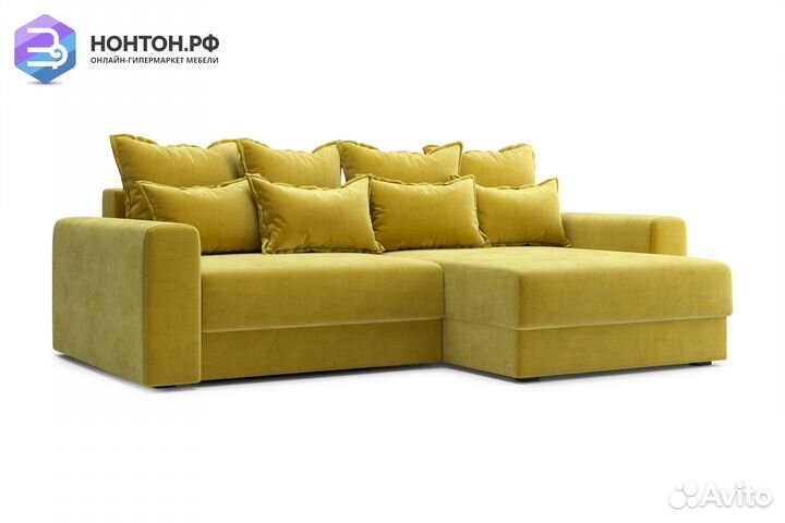 Диван угловой тик-так Омега горчичный