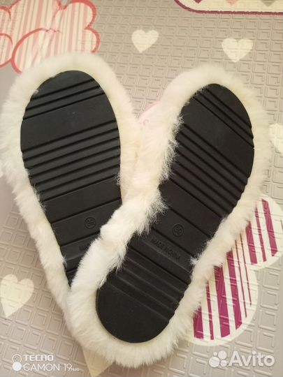 Тапочки с бантиком меховые 39