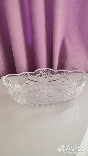Большая хрустальная ваза для фруктов