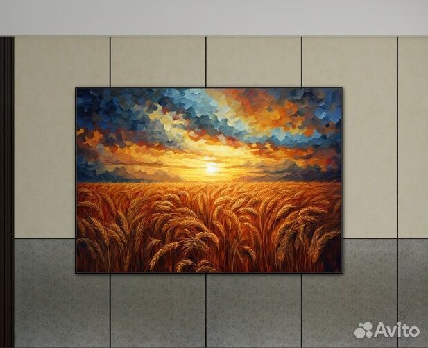 Картина маслом Золотые колосья Примерка бесплатно