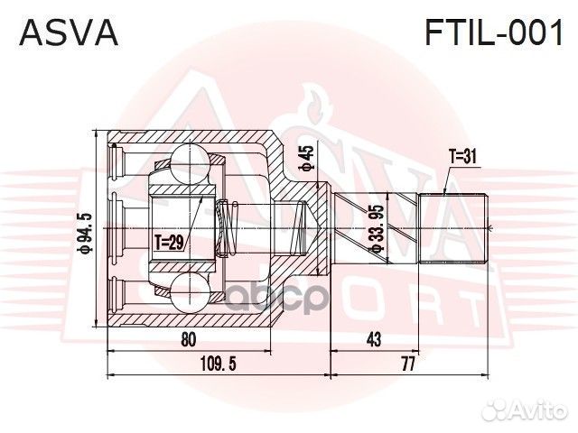 ШРУС лев. fiat ducato ftil001 asva