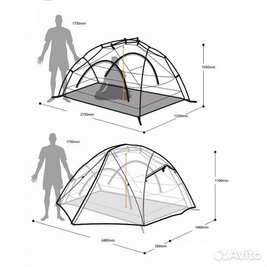 Палатка Naturehike Star-river 2, 20D, +пол