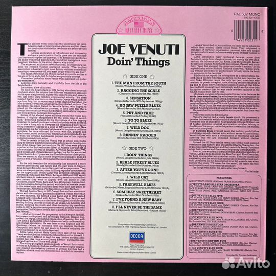 Joe Venuti – Doin' Things (Англия 1984г.)