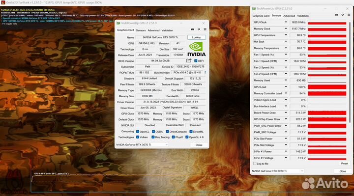 RTX 3070 Ti (Гарантия) Palit GameRock
