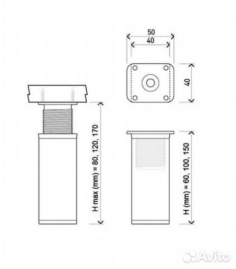 Ножки, опоры регулируемые, для мебели и аппаратуры