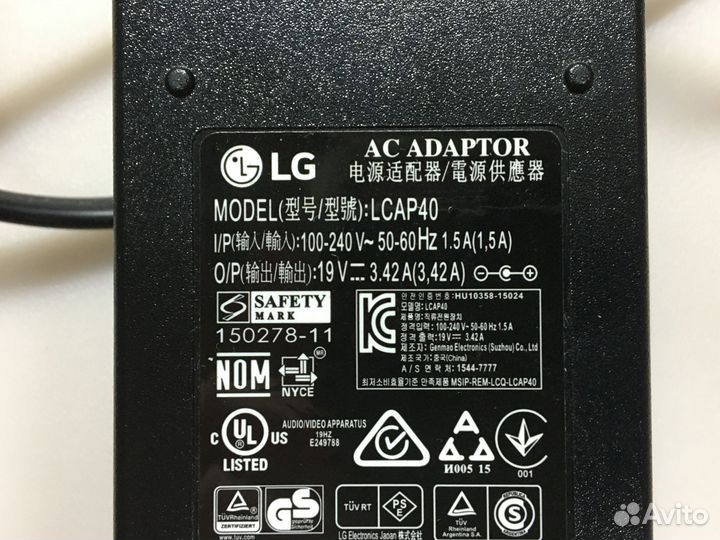 Внешний блок питания lcap40 19V 3.42A LG 43LJ515V