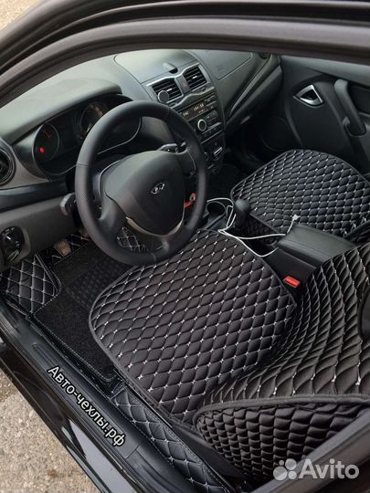 Чехлы-накидки Лада Гранта - Лада Веста с белой нит