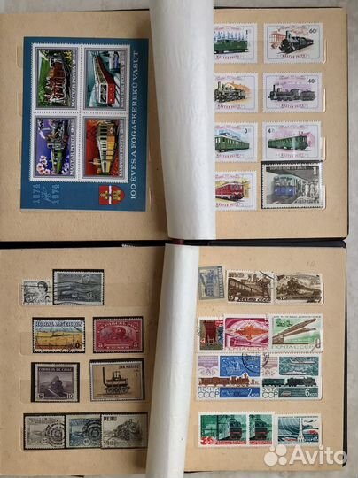 Марки ж/д тематика паровозы. Конверты, этикетки