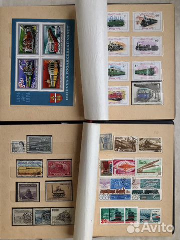 Марки ж/д тематика паровозы. Конверты, этикетки