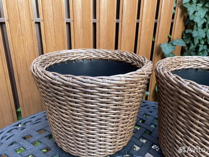 Кашпо 12л для цветов из искусственного ротанга
