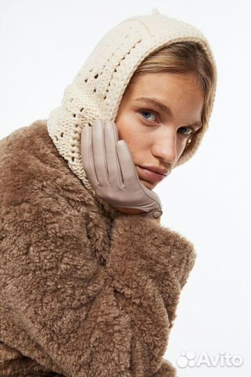 Женские кожаные перчатки H&M premium