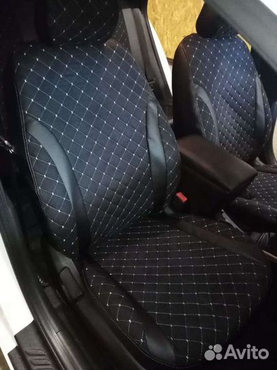 Чехлы хендай солярис Франт+ алькантара