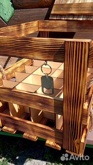 Подарочный крафтовый ящик для пикника с пивом