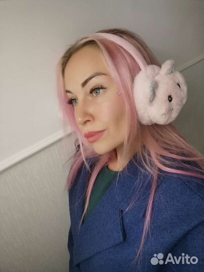 Меховые наушники розовые