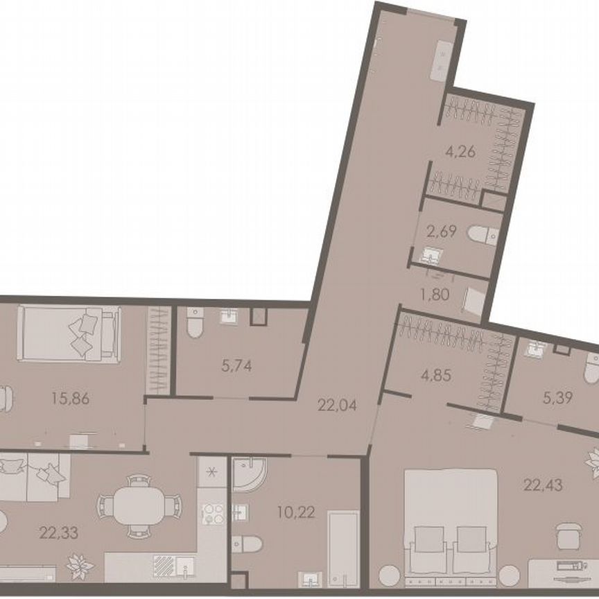 2-к. квартира, 117,2 м², 2/8 эт.