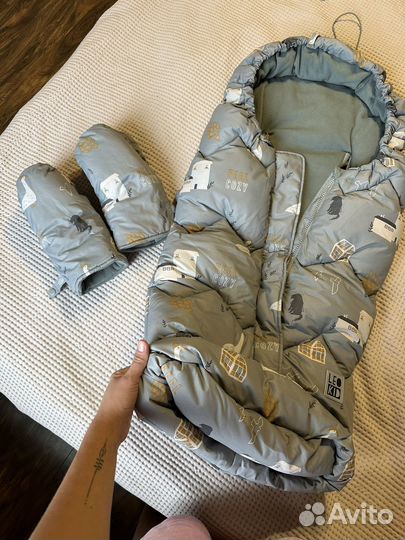 Зимний конверт и варежки leokid