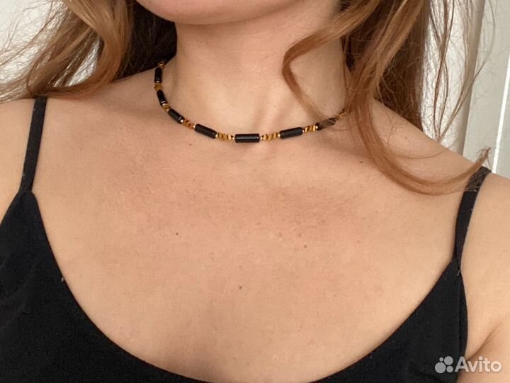 Колье чокер натуральный агат
