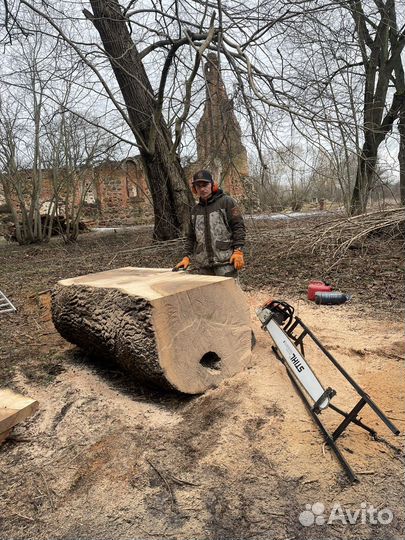 Распил деревьев на слэбы,мобильной пилораммой