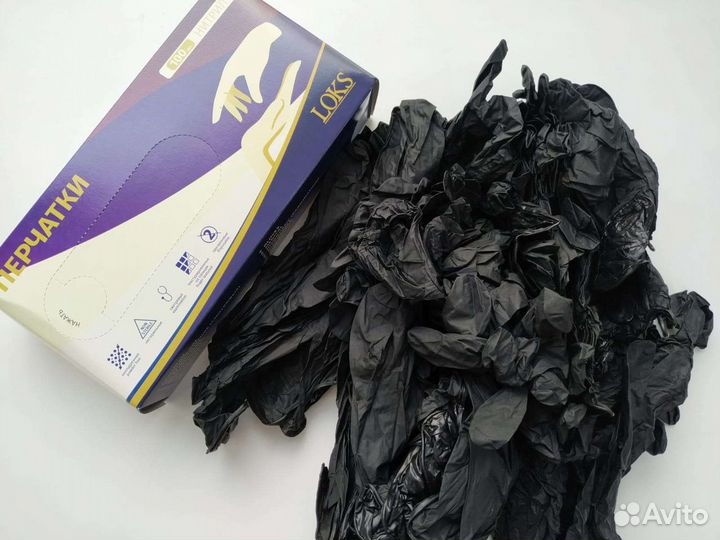 Перчатки нитриловые чёрные. Размеры: s