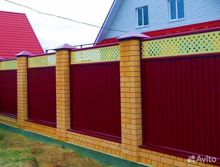 Заборы из профнастила, евроштакетника, 3D