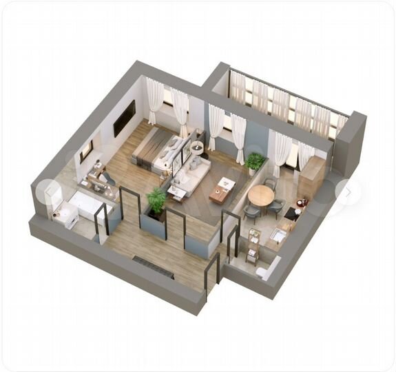 2-к. квартира, 61,2 м², 5/9 эт.