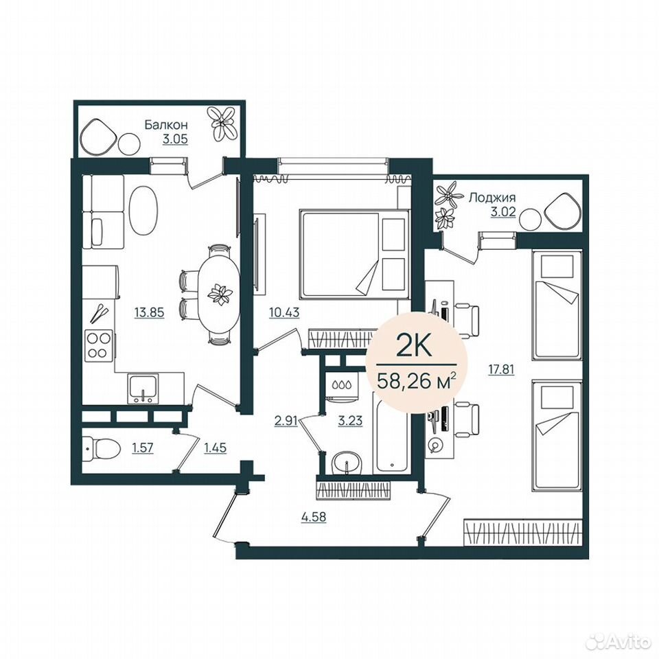 2-к. квартира, 58,3 м², 4/12 эт., Херсон