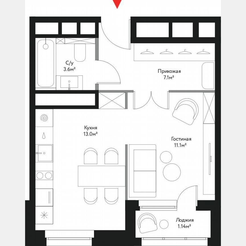 1-к. квартира, 35,9 м², 14/20 эт.