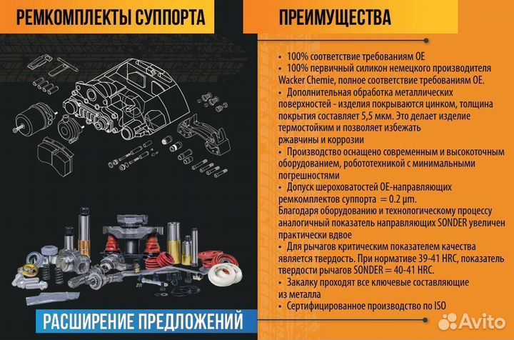 Ремкомплект левого суппорта полный для Wabco 19.5