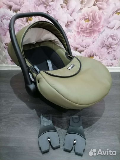 Автолюлька-переноска 0-13 кг экокожа+адаптеры