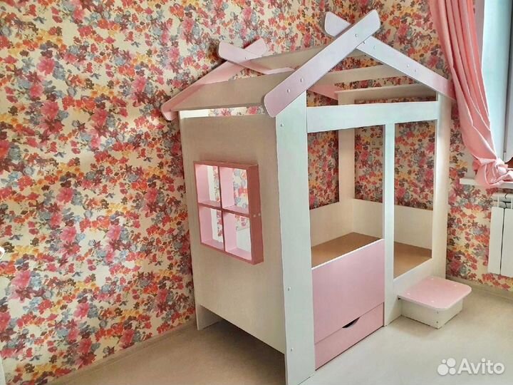 Детская кровать домик теремок в разных цветах