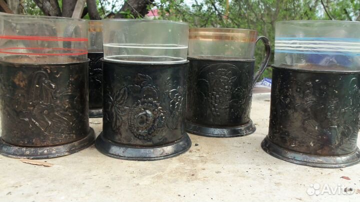 Пять подстаканников мельхиор