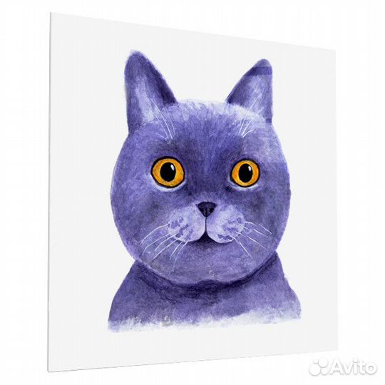 Картина на стекле довольный кот 300х300мм