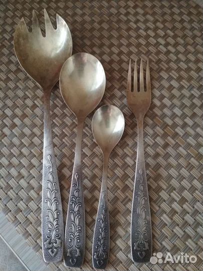 Набор мельхиор с позолотой Мнц СССР