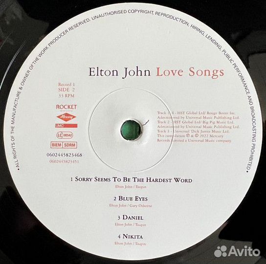 Винил Elton John – Love Songs (2LP)