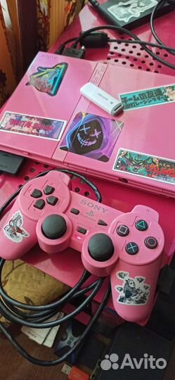 PlayStation 2 pink с подсветкой и играми 29 шт